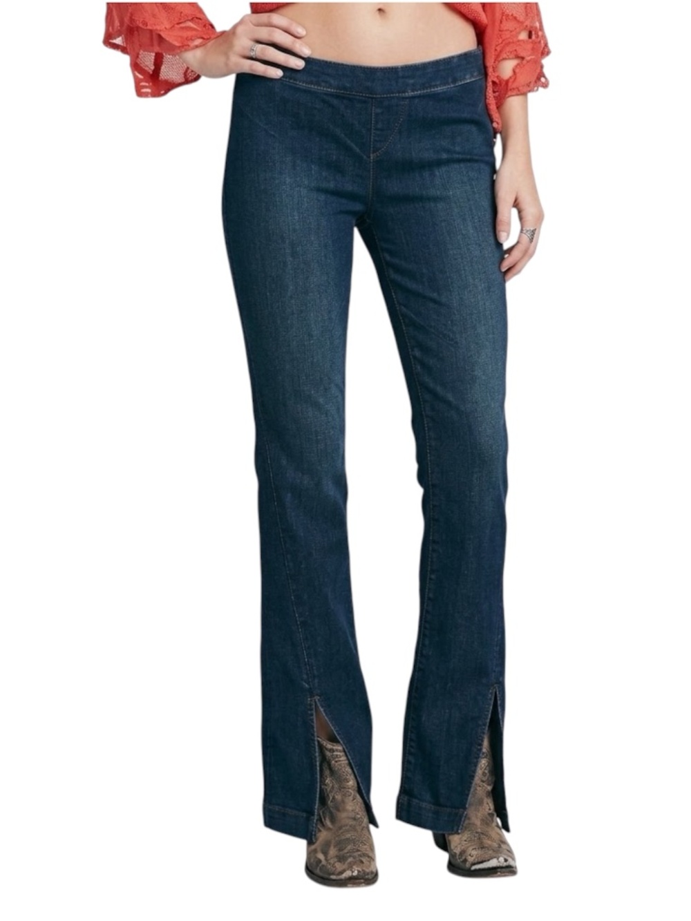 Free People Split Hem Straight Leg Jeans Size 28 Blue